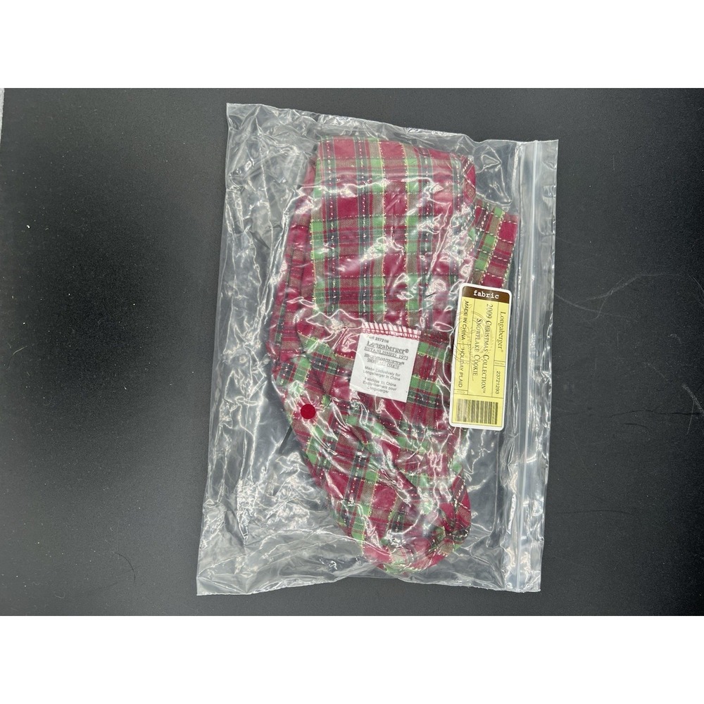 🎄Longaberger 2009 Christmas Snowflake Cookie Basket Liner – Holiday Plaid-NIP